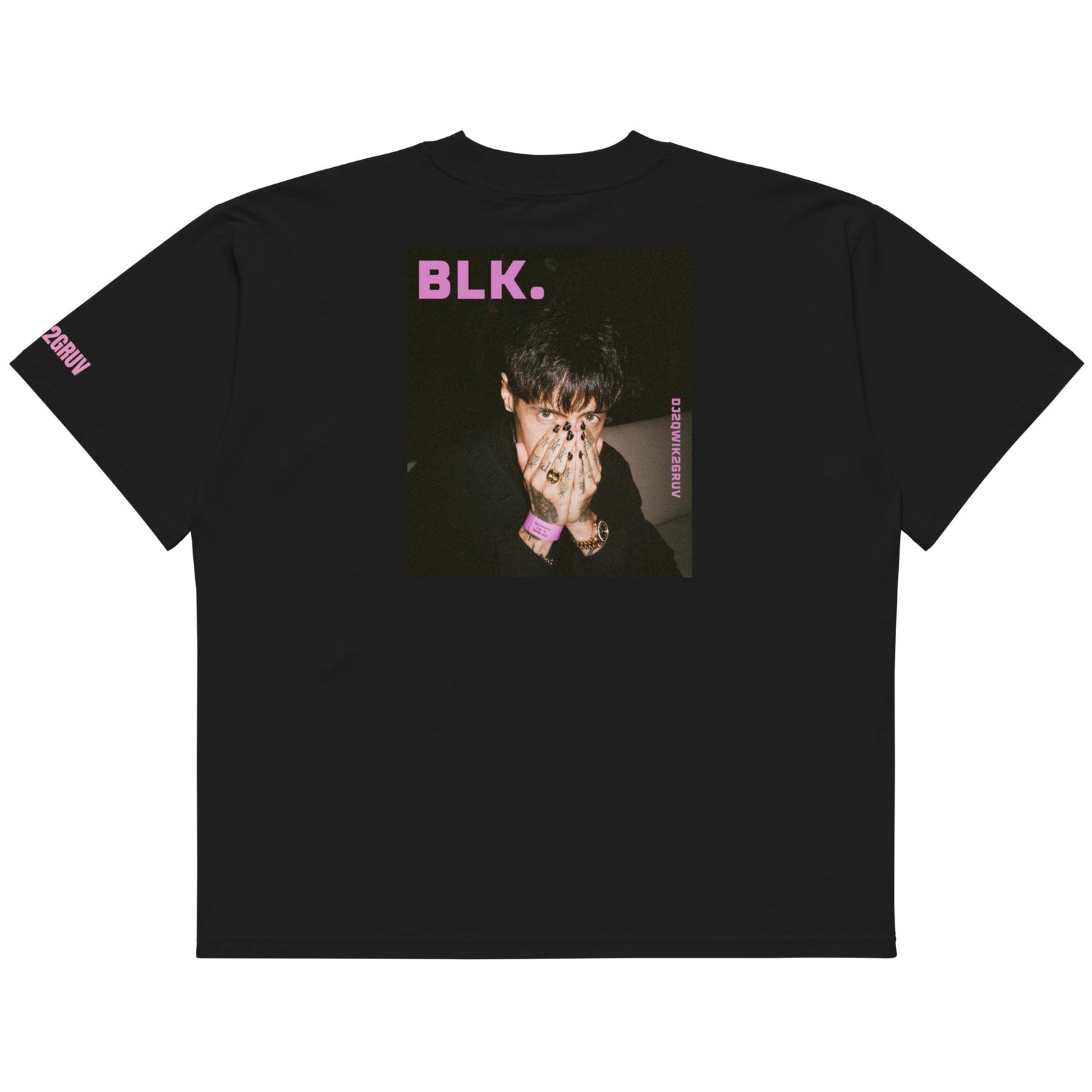BLK x 2QWIK2GRUV Unisex Organic Oversized High Neck T-shirt - Image 2